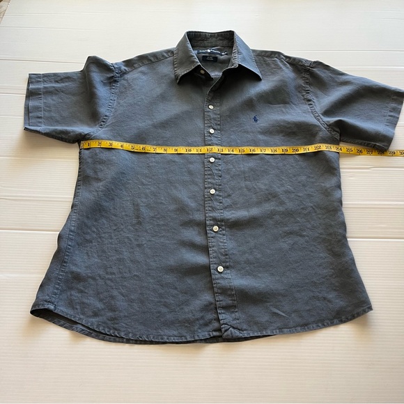 Ralph Lauren Blake 100% Linen Button Up Short Sleeve Collared Shirt Blue Size XL - Picture 5 of 6